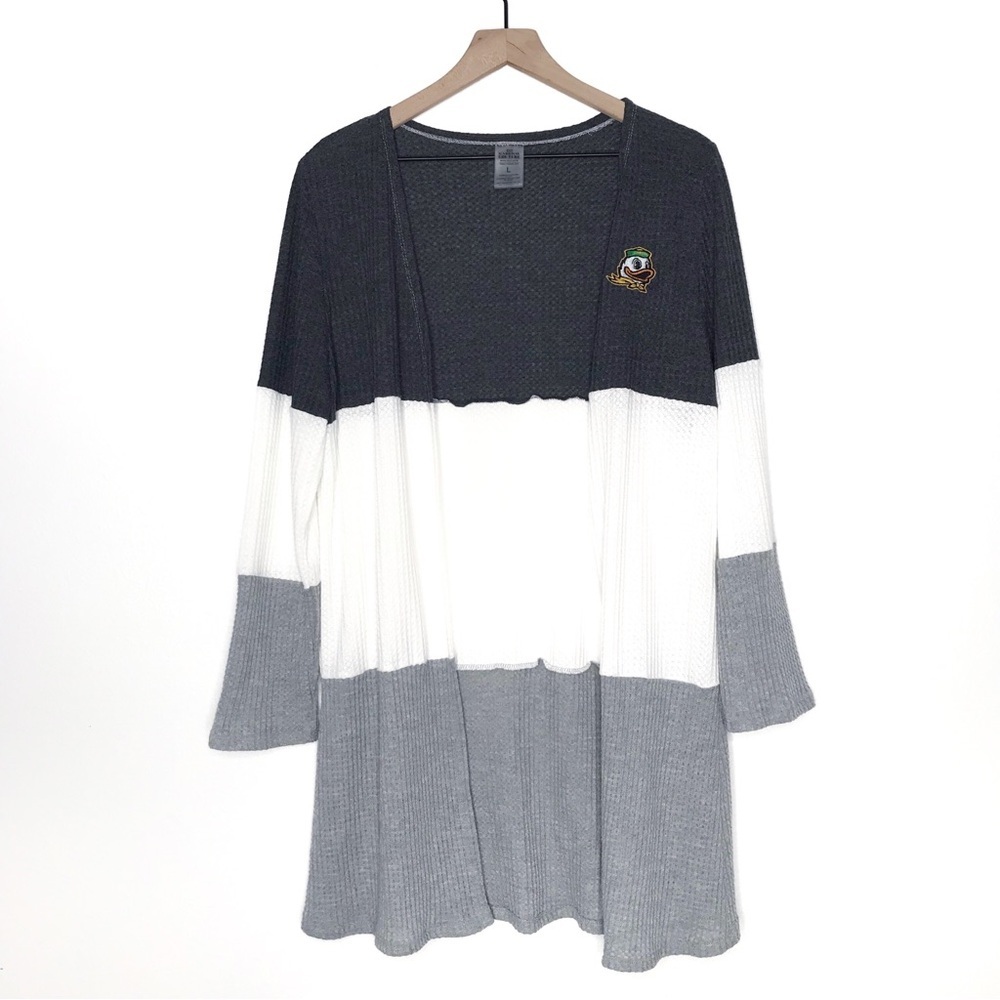 GAMEDAY COUTURE University of Oregon Colorblock Open Cardigan L